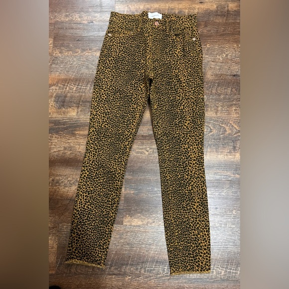 Current/Elliott Cheetah Print Jeans Size 24 Raw Hem Cotton Animal Print - Picture 1 of 4